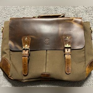 Rustic Town Leather Canvas Messenger Bag